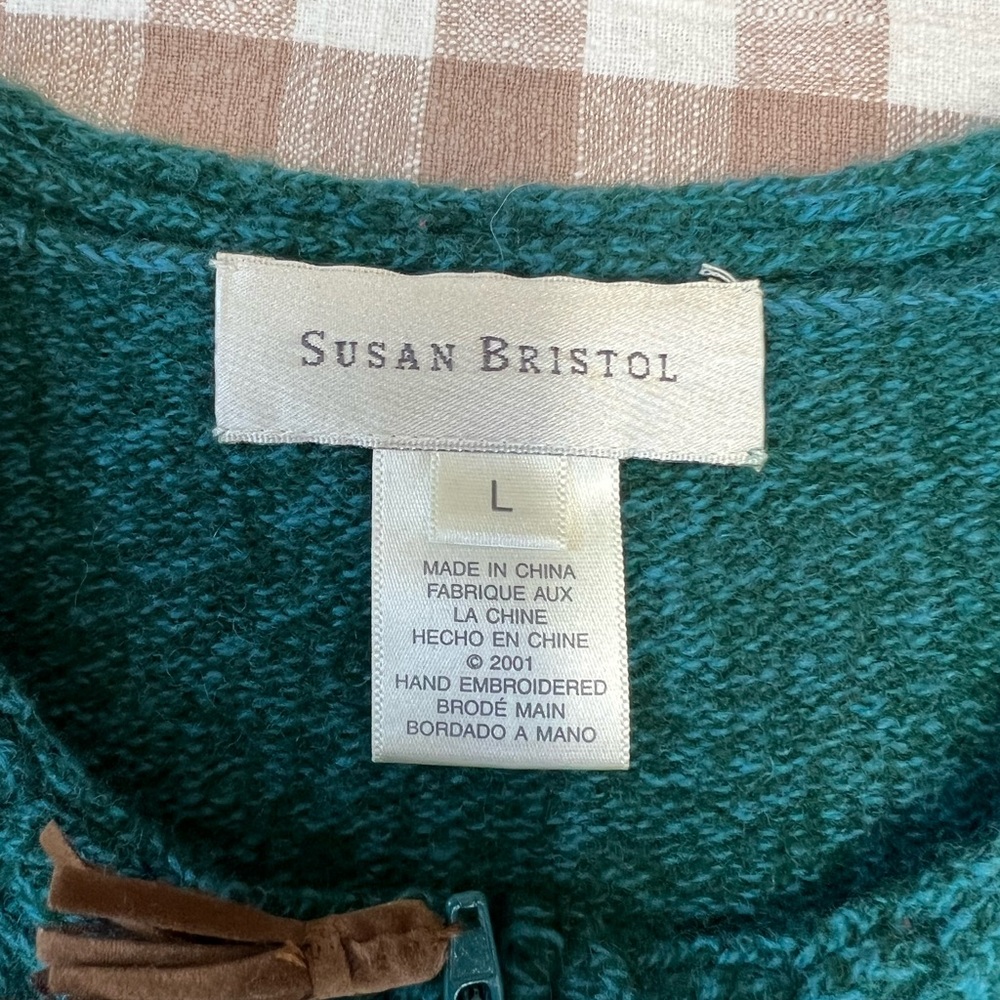 Susan Bristol lambswool sunflower cardigan sweater large - Picture 3 of 12